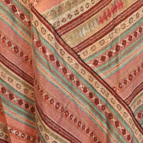 100% PERUVIAN CONNECTION STRIPED MULTI COLOR MAXI DRESS 3/4 SLEEVES SIZE M - Picture 8 of 9